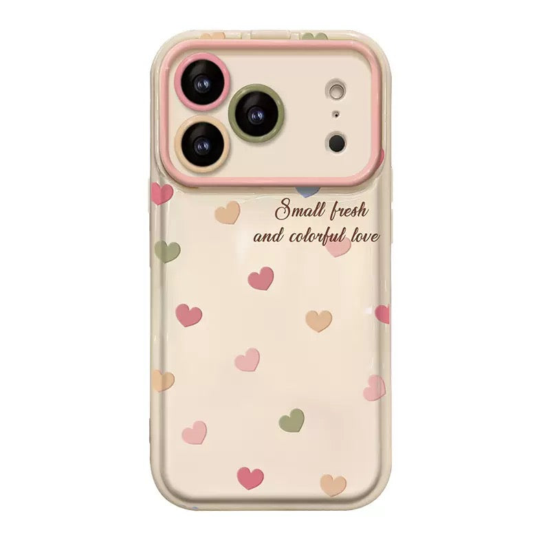 Full-screen colorful heart-shaped flip mirror phone case