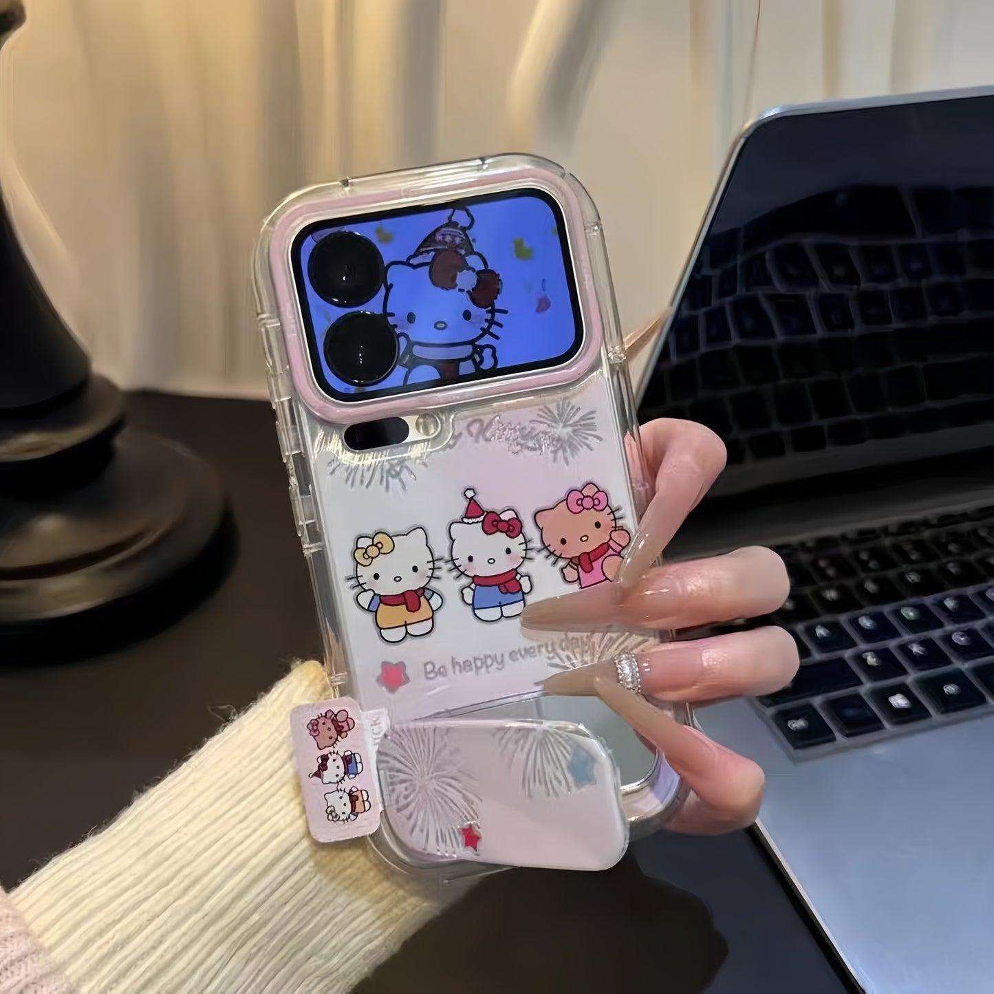 Fireworks HT Cat Mirror Stand Phone Case