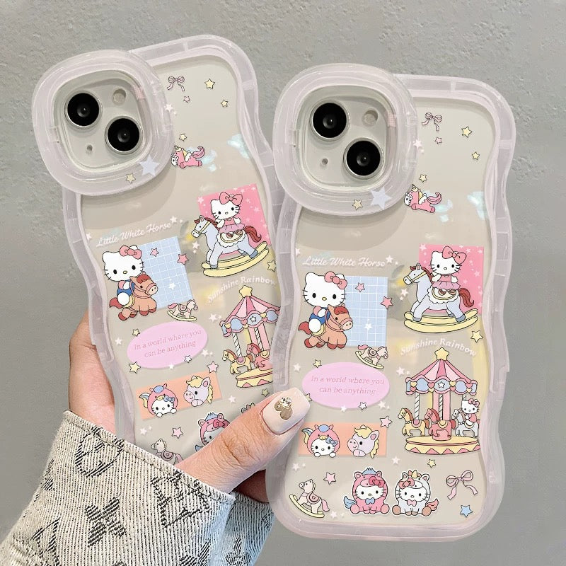 Funda transparente para teléfono con diseño de gatito