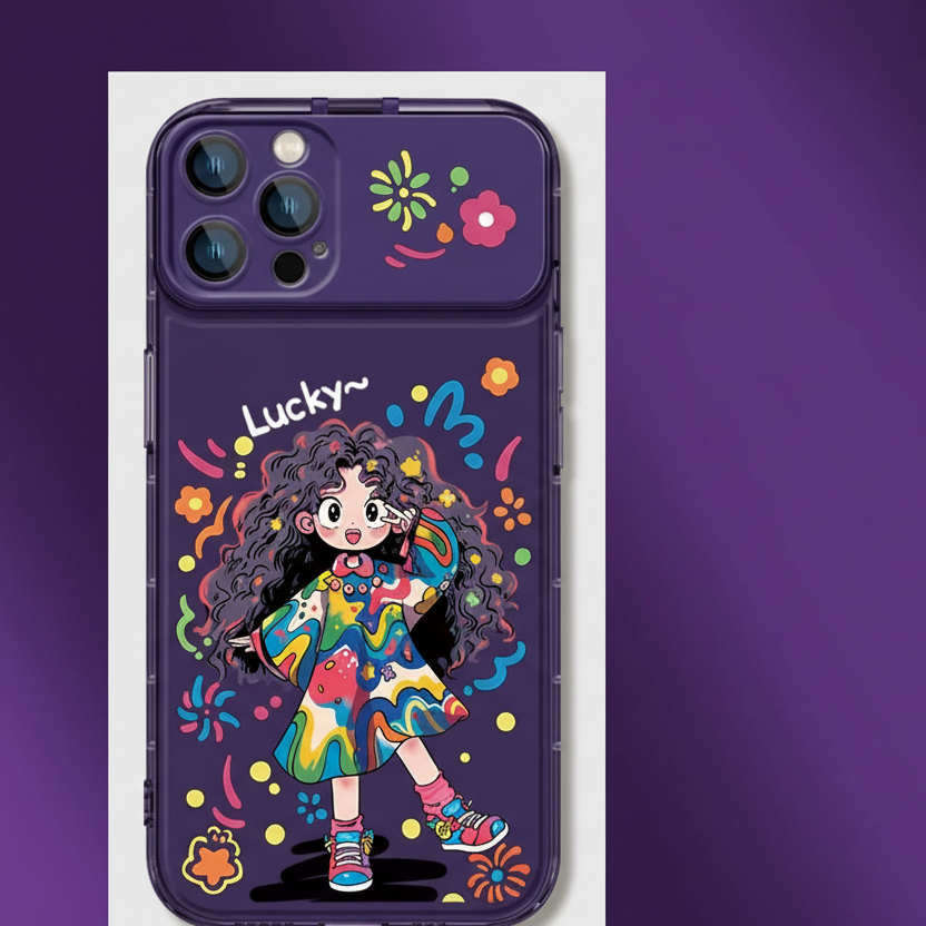 塗鴉女孩翻蓋鏡面手機殼