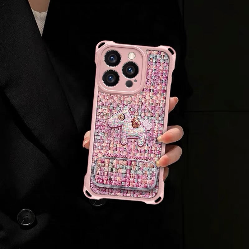 粉紅色編織小馬手機殼