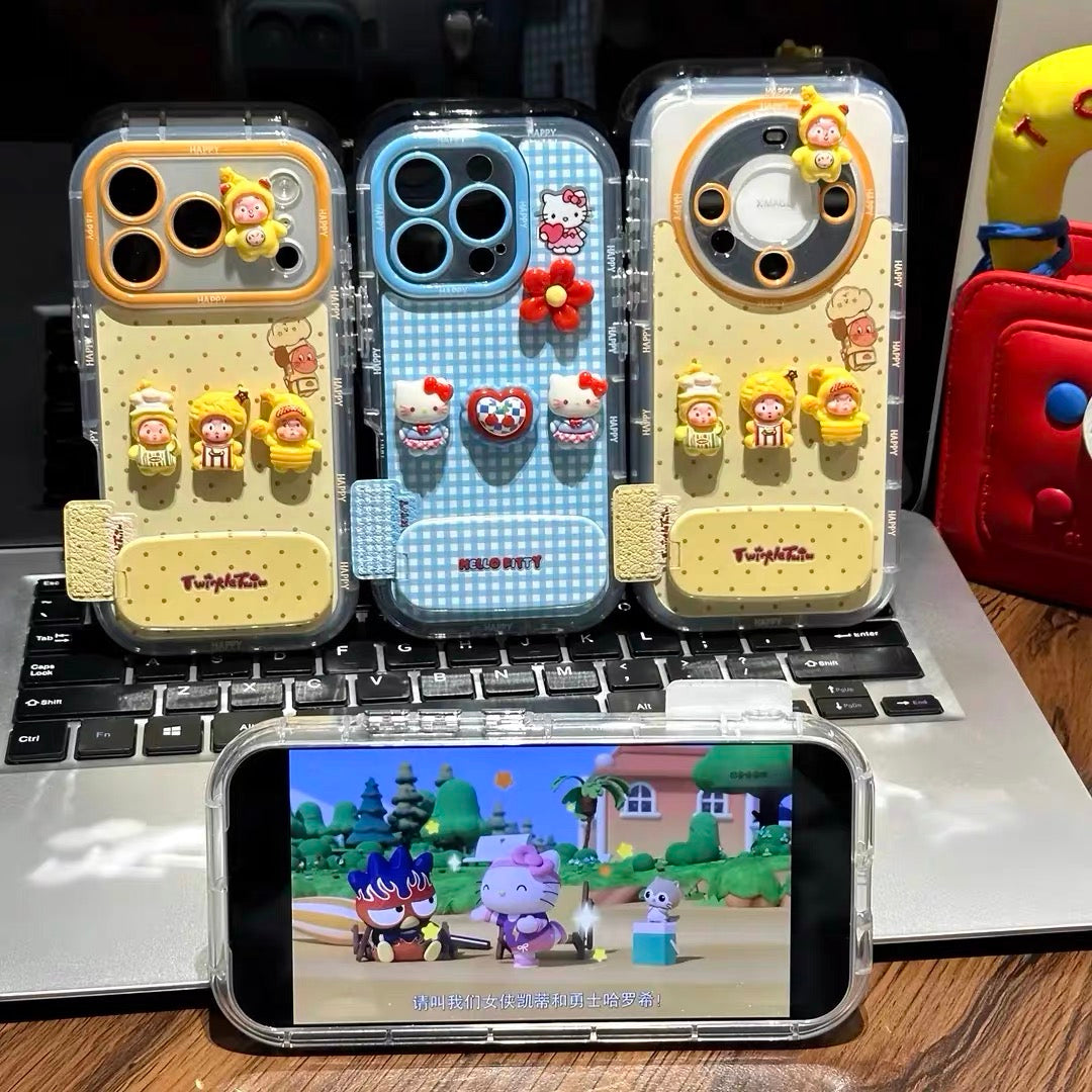 Cute Blue KT Mirror Stand Phone Case