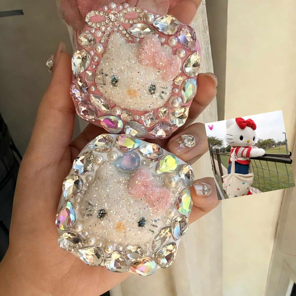 Full-Rhinestone Hello Kitty Contact Lens Case