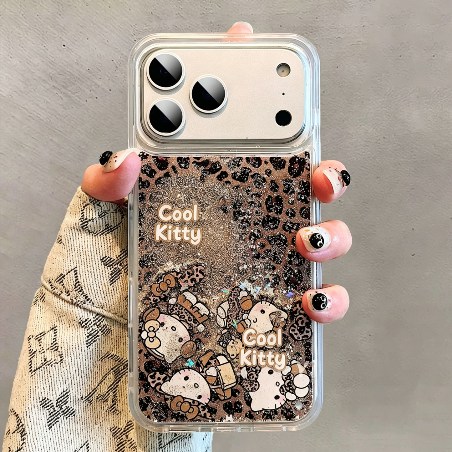Quicksand Hello Kitty Leopard Print Phone Case
