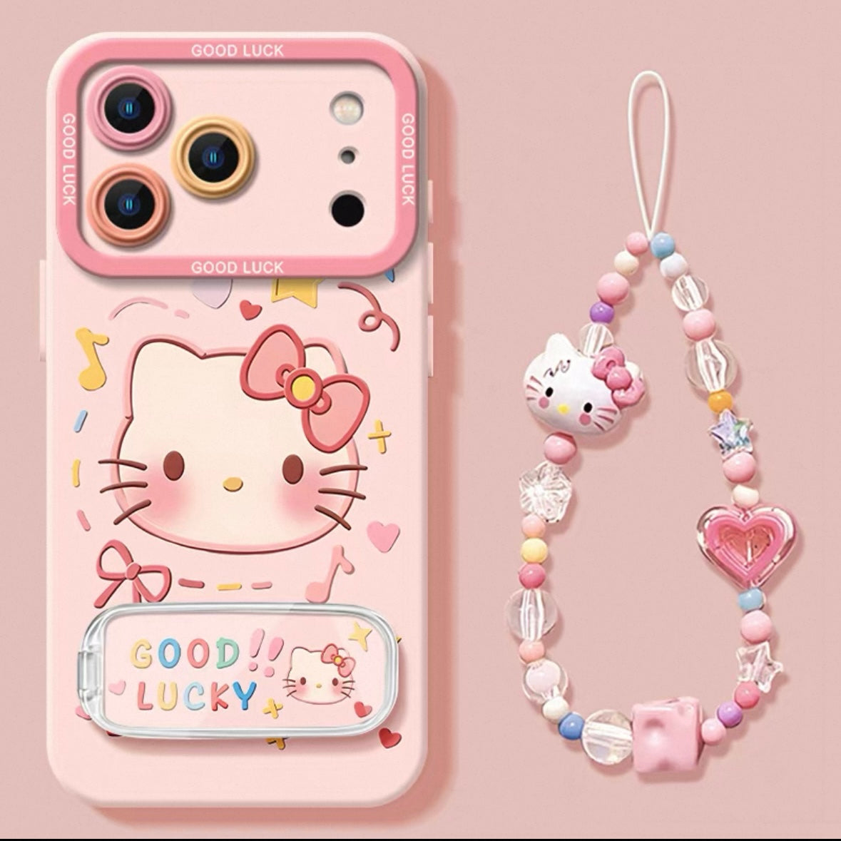 Pink Hello Kitty Mirror Stand Bracelet Phone Case