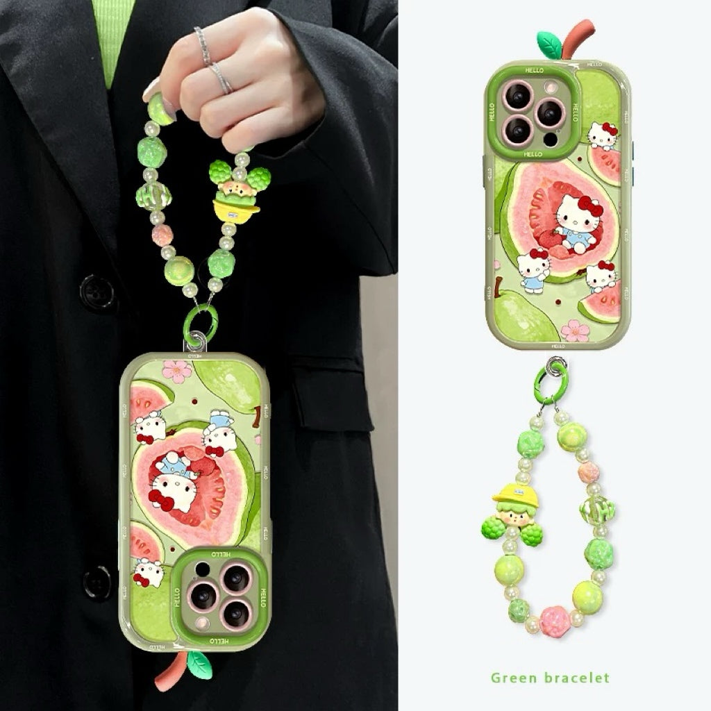 Guava Green Kitty Cat Leaf Bracelet Phone Case