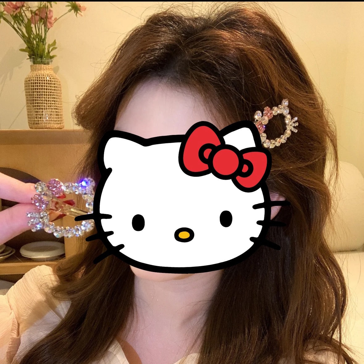 Hello Kitty Bow Hair Clip / Bangs Clip