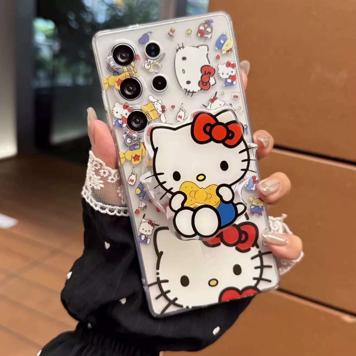 Samsung Hello Kitty Phone Case with Magnetic Mount, Kickstand, and Wrist Strap