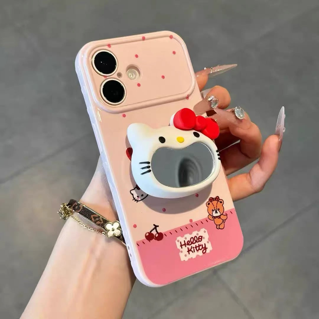 Big-Mouth Cat Mirror Stand Phone Case