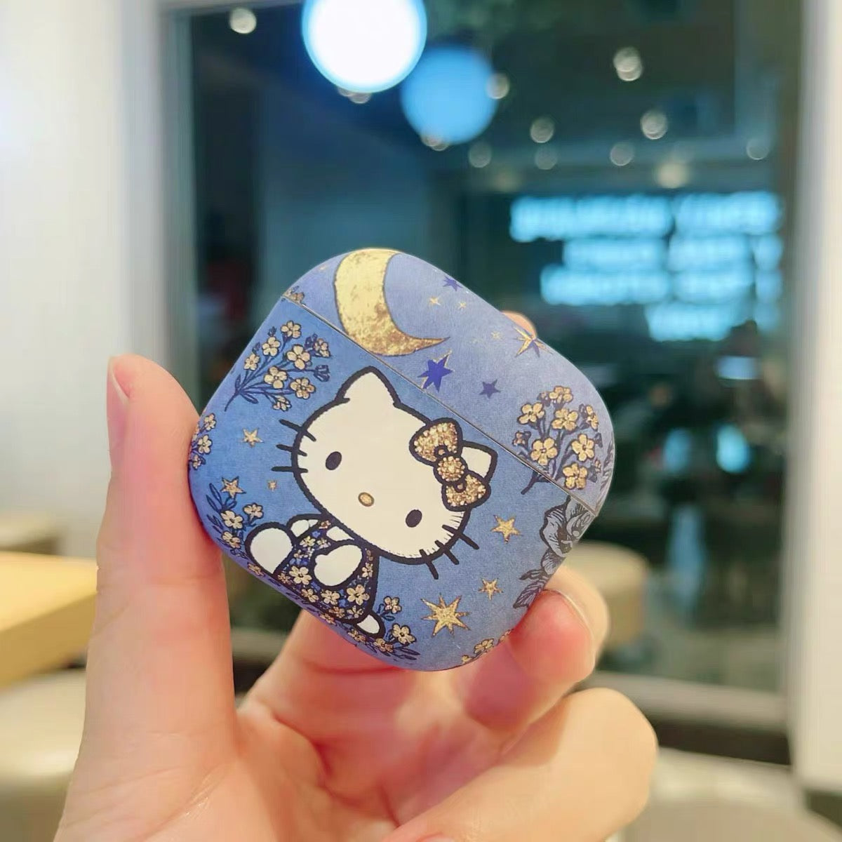 Denim-style Kitty protective case for Apple AirPods