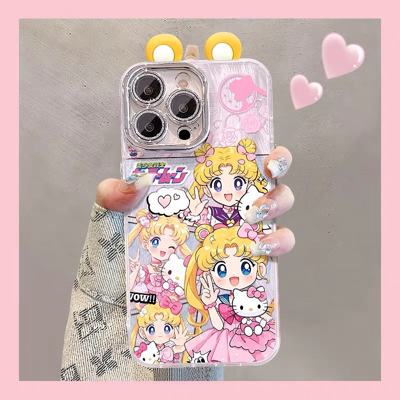 Sailor Moon Phone Case with Ears, Bracelet, and Kickstand