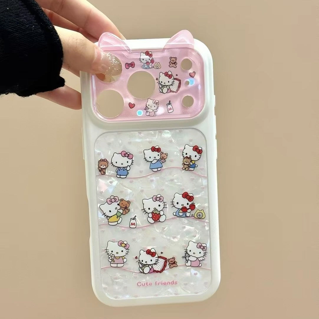 Cute Sanrio phone case with 3D cat ears