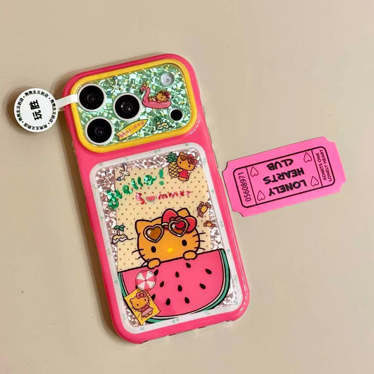 Cute cartoon polka-dot watermelon Hello Kitty phone case