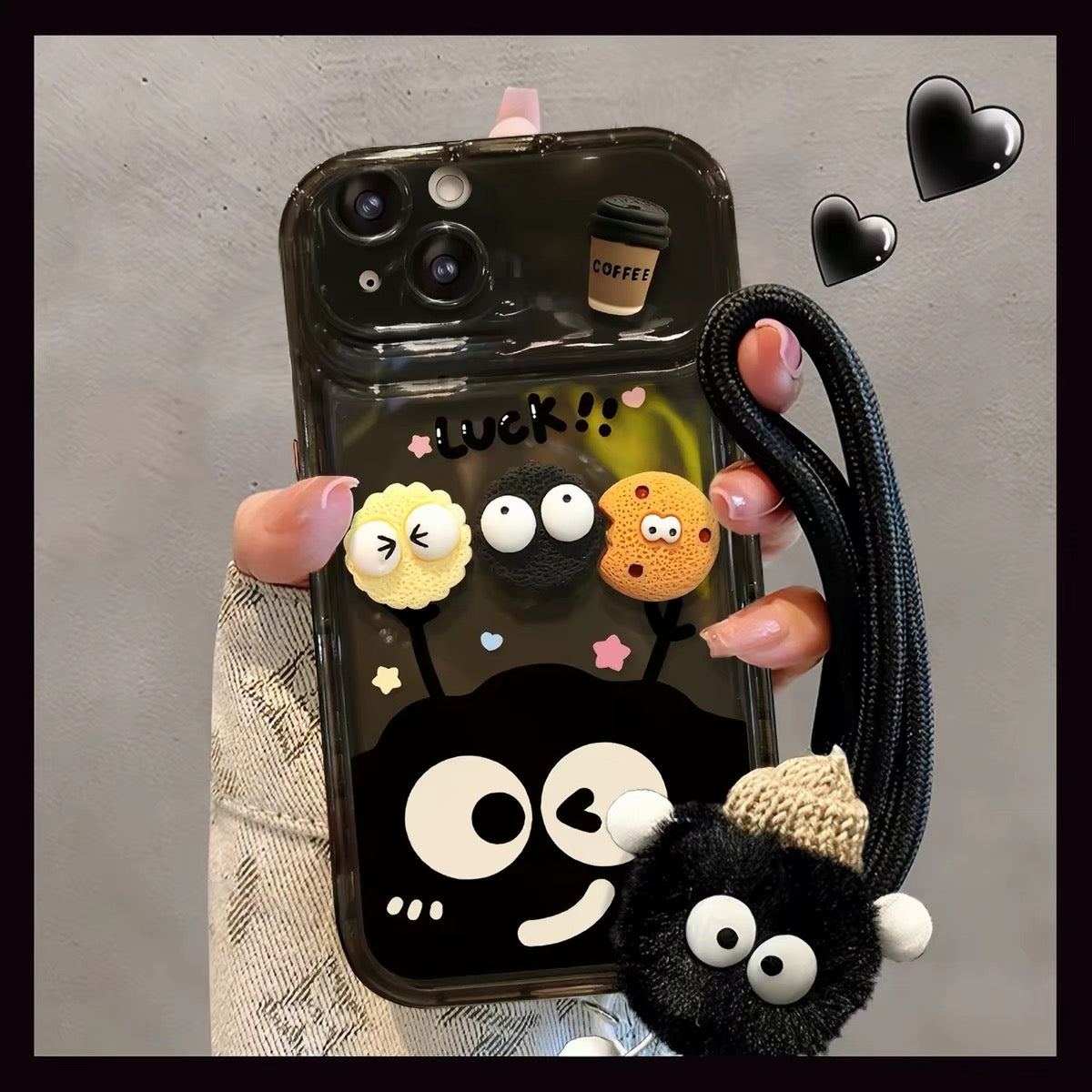 Étui à rabat pour téléphone portable « Briquettes et Café » avec miroir et support