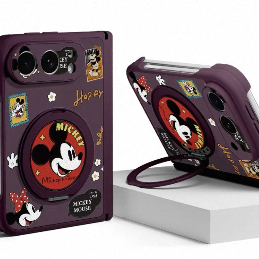 Cute Cartoon Mickey Rotating Kickstand Case for Foldable Phones