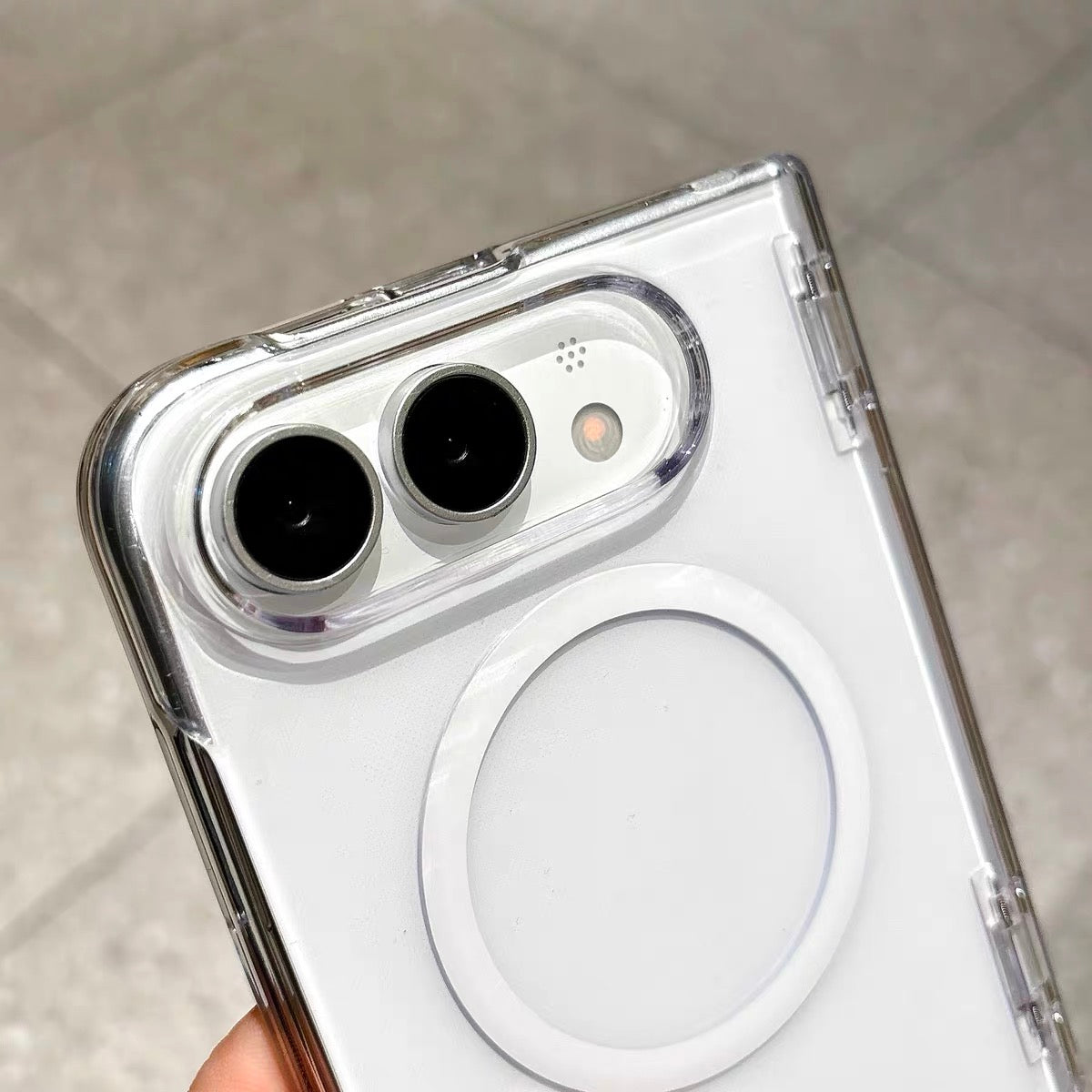 Minimalist solid-color transparent magnetic case for foldable phones