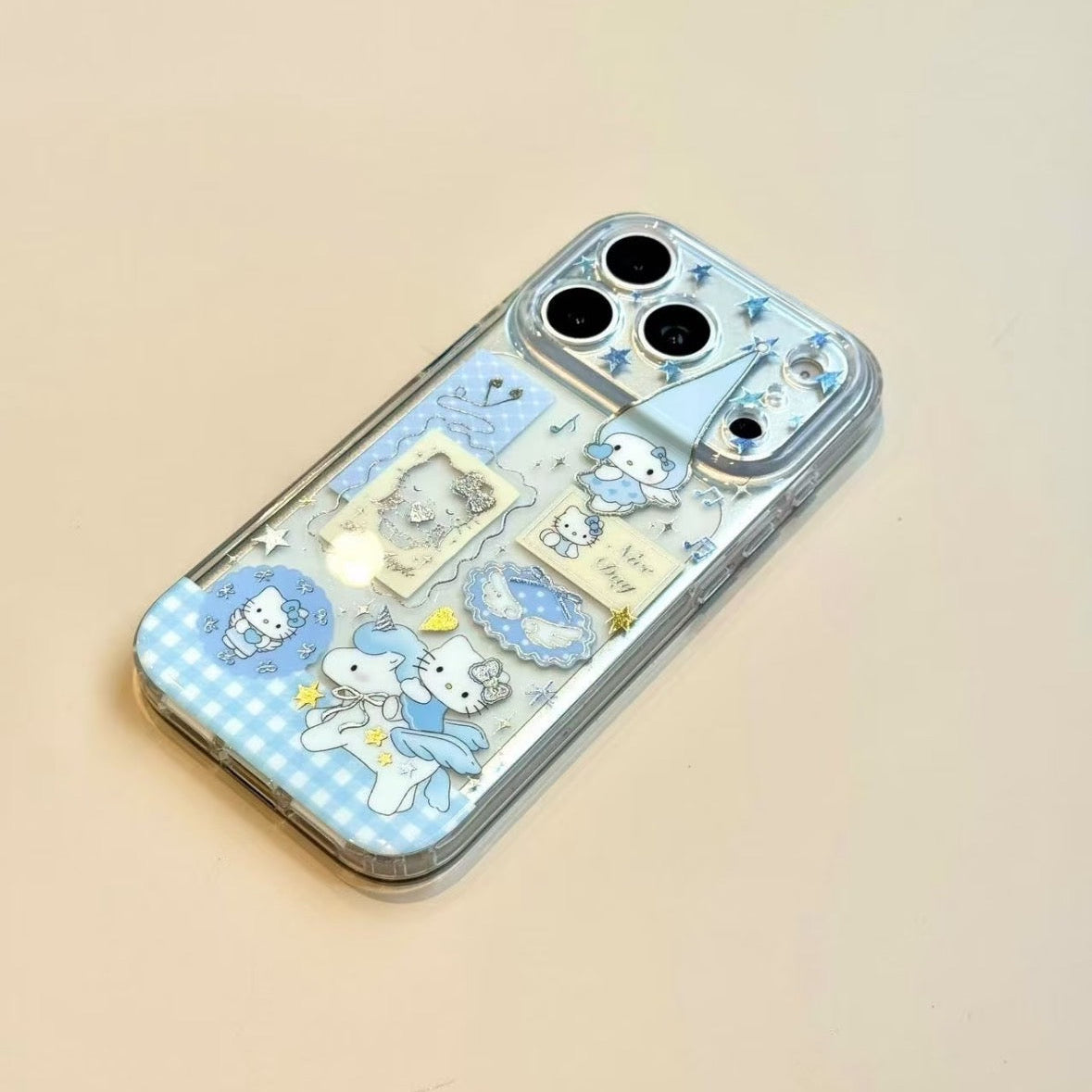 Blue Plaid Long-Eared Winged Pony & Cat Phone Case