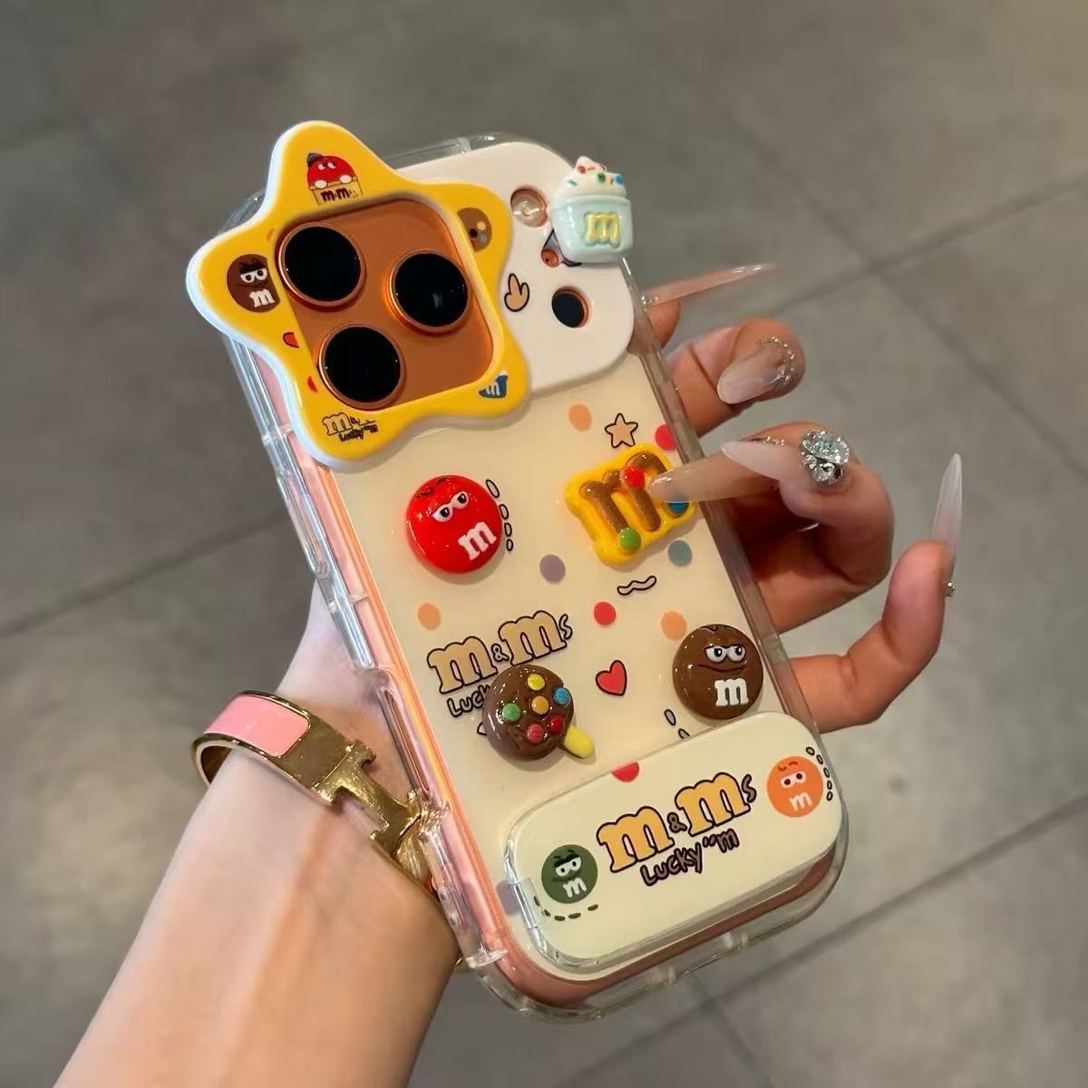 Fun M&M's Star-Lens Mirror Stand Phone Case