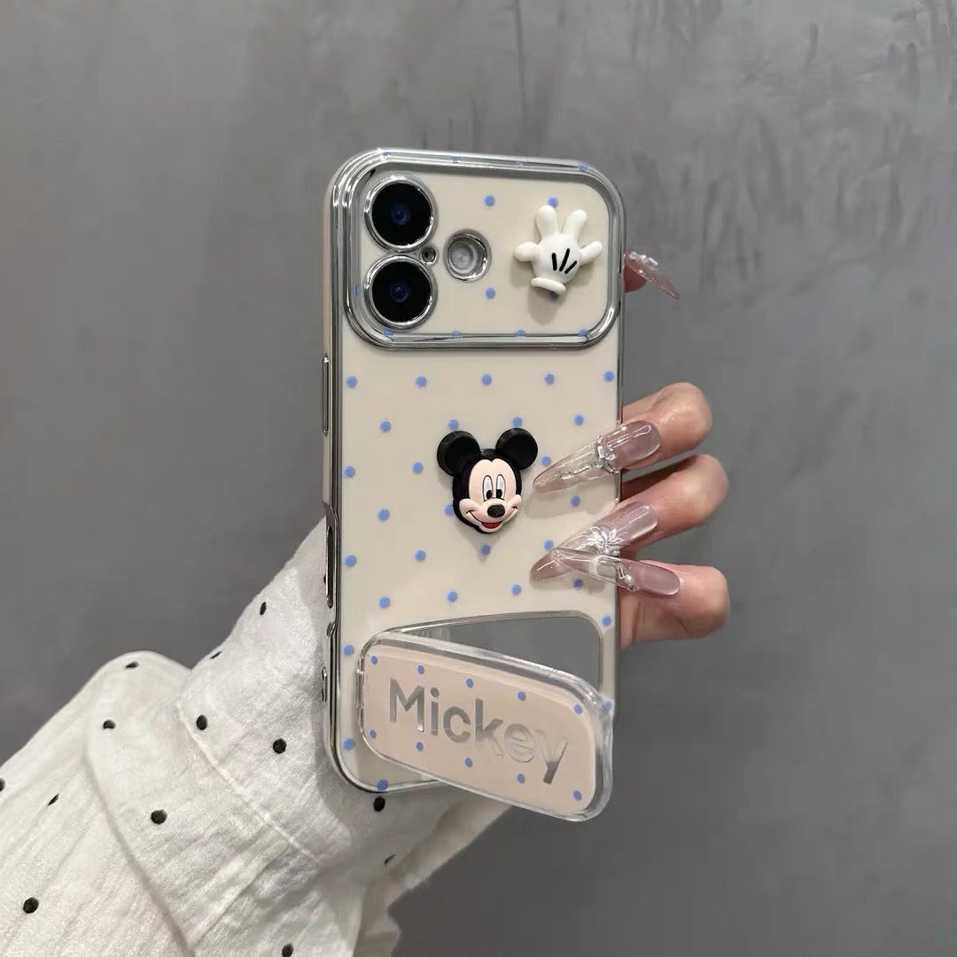 Polka-dot Mickey mirror stand phone case-1