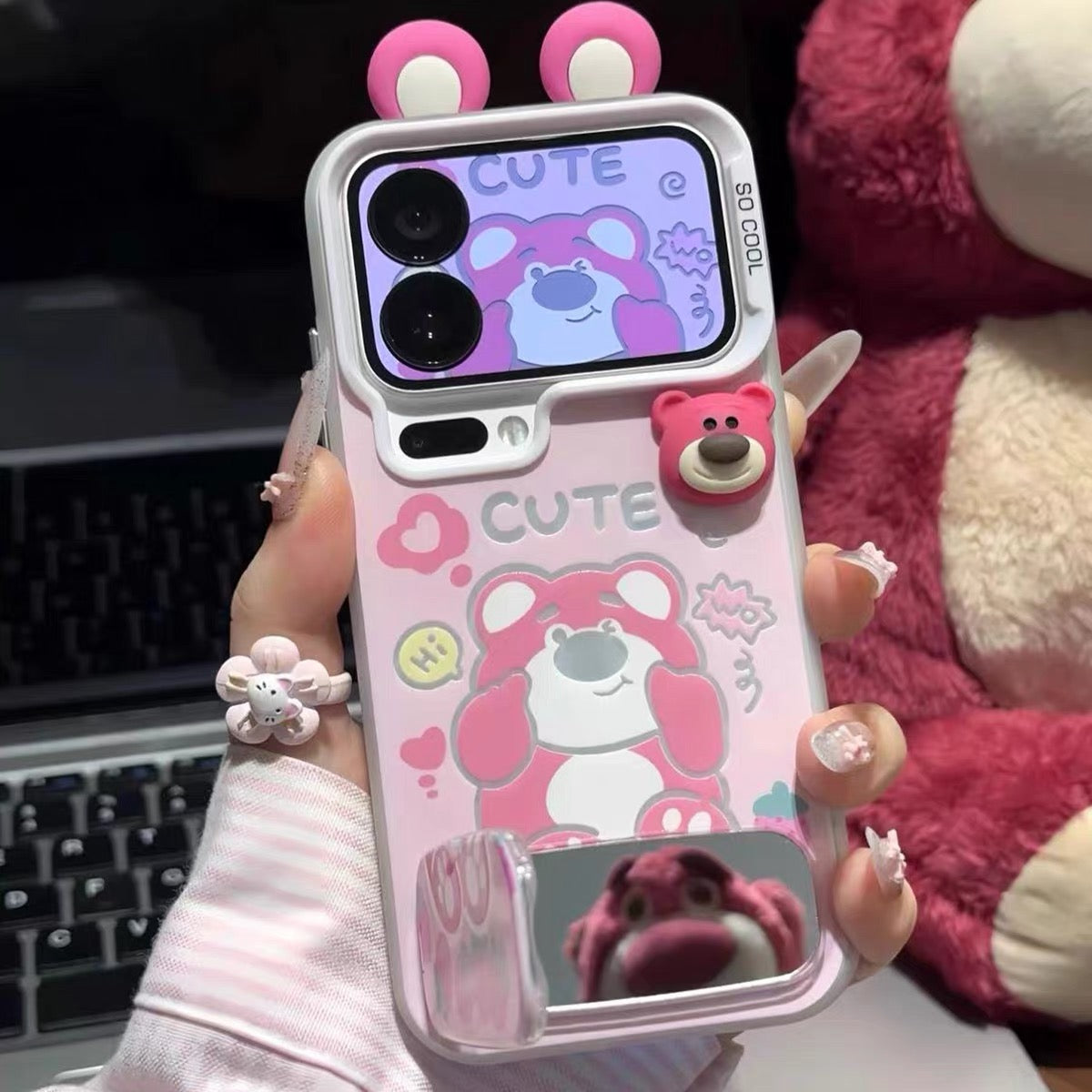 Couple's Phone Case with Mirror Stand (Winnie the Pooh & Lotso)