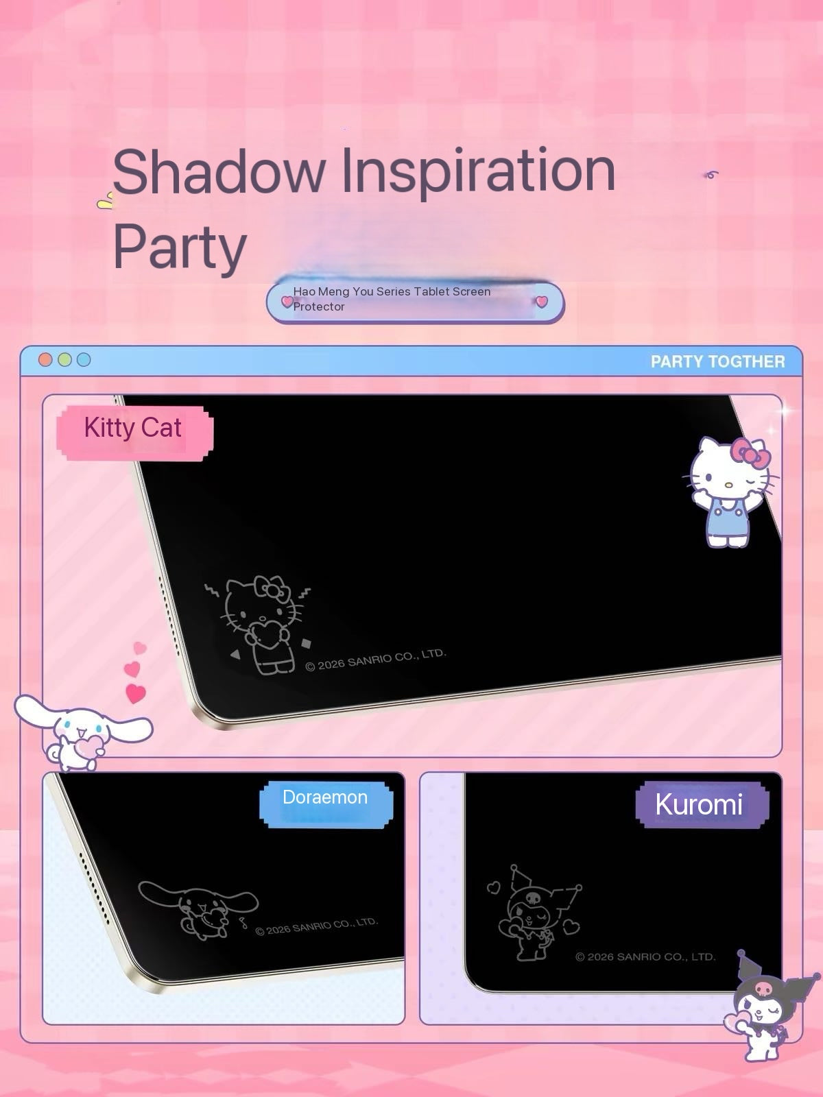 Hello Kitty-themed tempered glass screen protector for iPad
