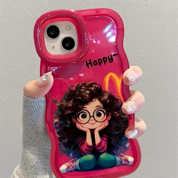 Phone Case with Dual Kickstands Featuring a Curly-Haired Girl