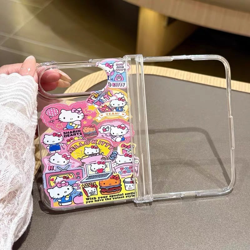 Hello Kitty Sticker-Style Magnetic Foldable Phone Case for iPhone Duo