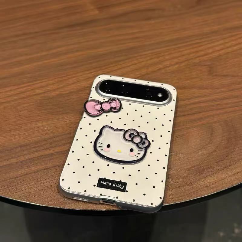 Suitable for Huawei Pura X View phone case – black with polka dots and a bow