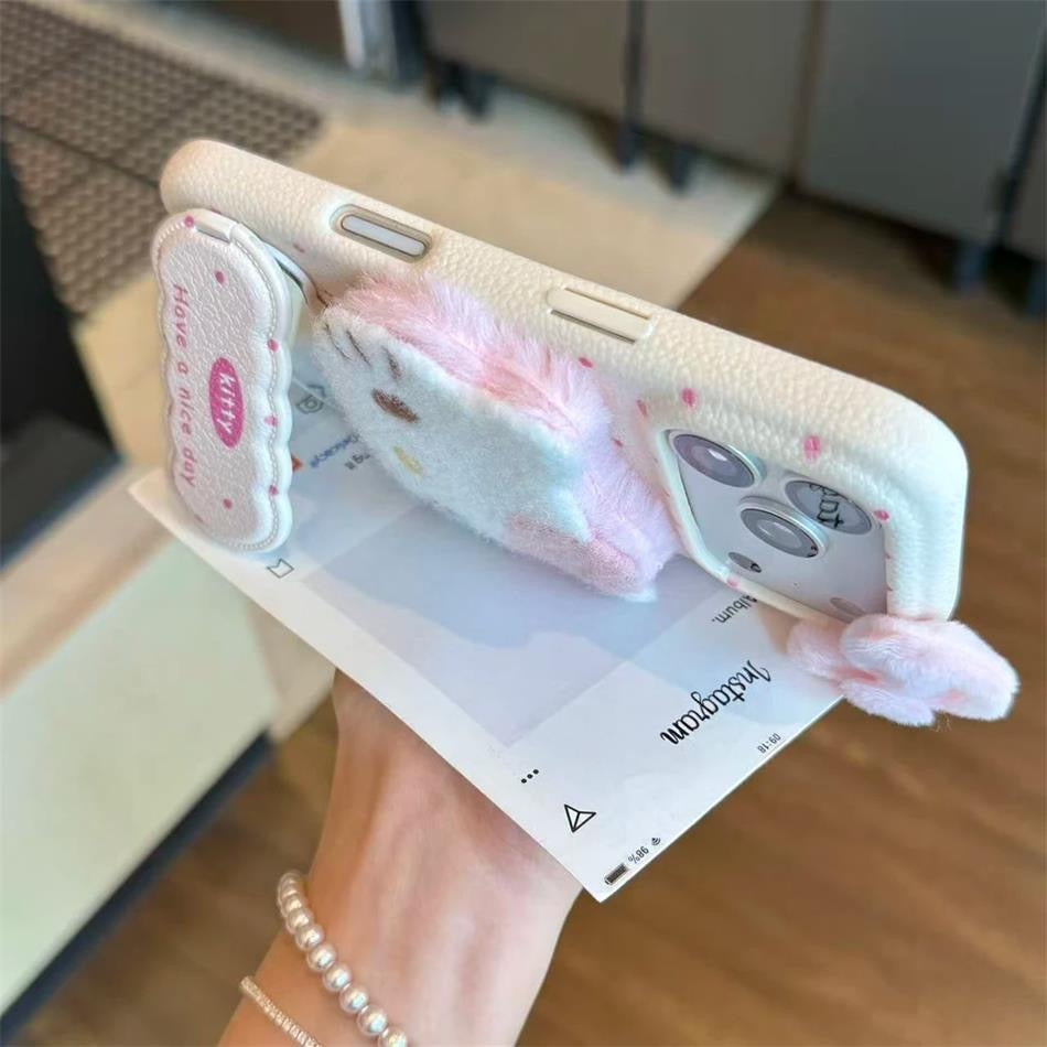 Plush Hello Kitty Mirror Stand Phone Case