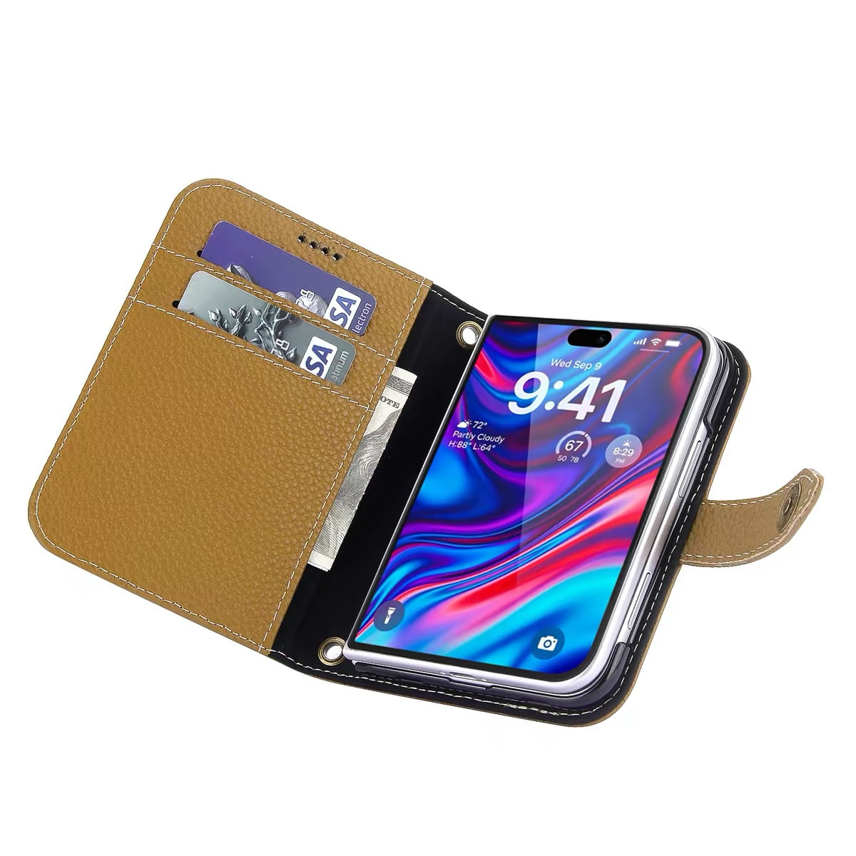 iPhone Duo Leather Magnetic Card-Holder Wallet & Wireless-Charging Protective Case