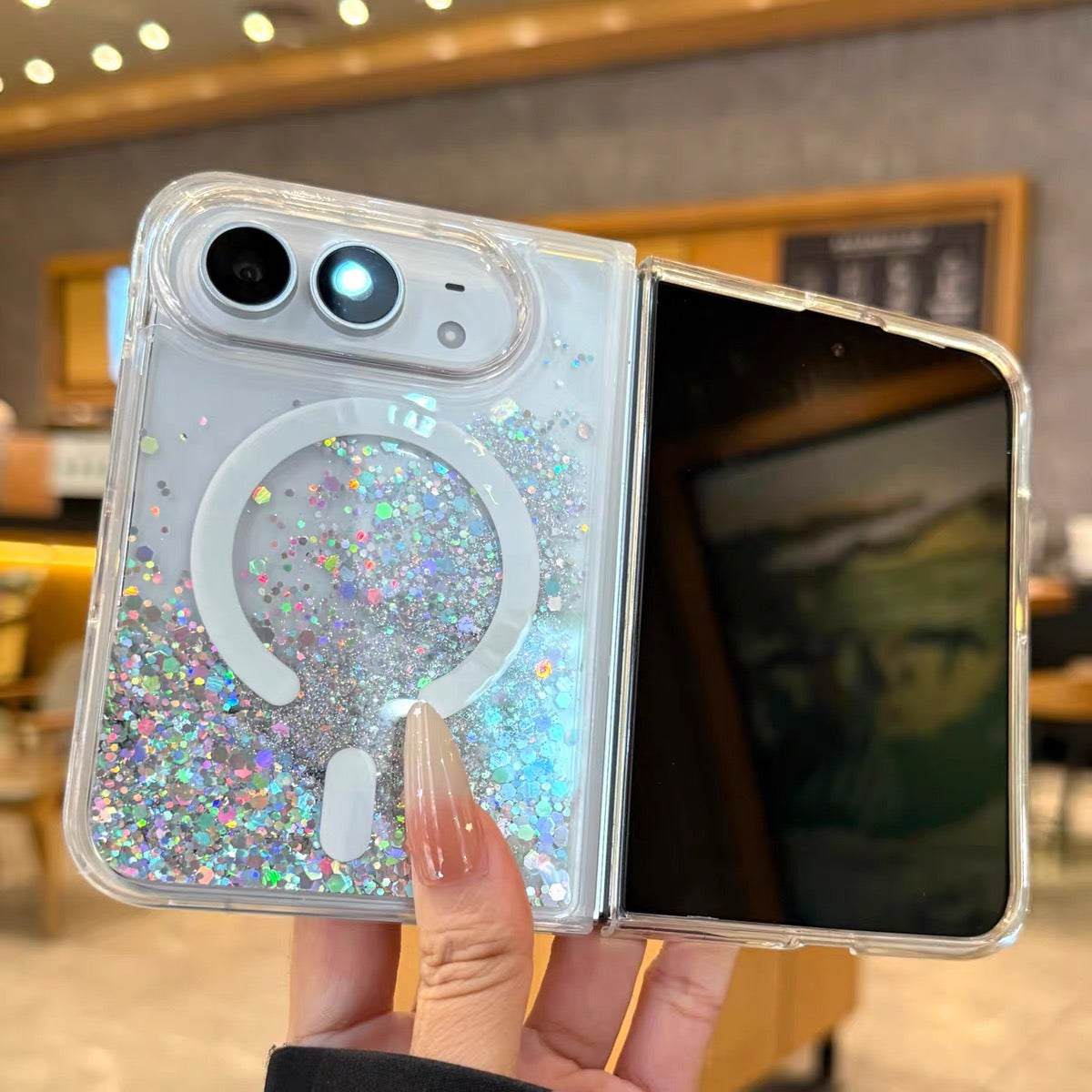 iPhone Duo Glitter Quicksand Premium Foldable Phone Case