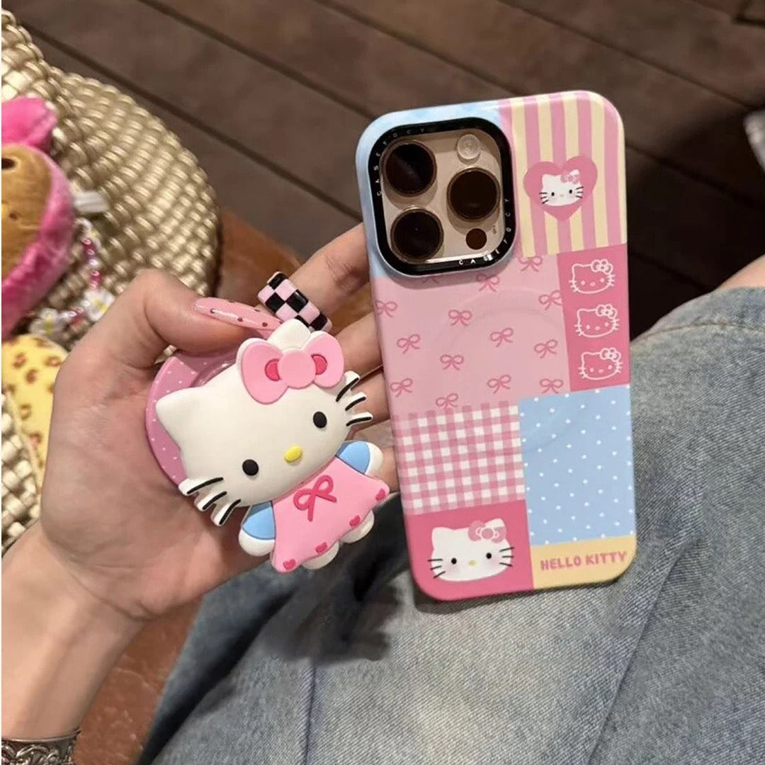 Chanel style black leather cat magnetic phone case