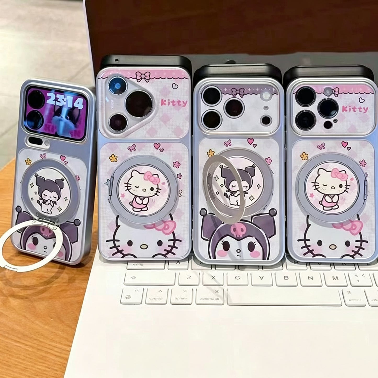 Kitty & Kuromi 360-Degree Rotating Stand Phone Case