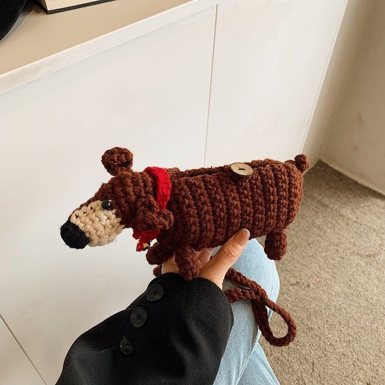 Dachshund Hand-woven Cell Phone Coin Bag