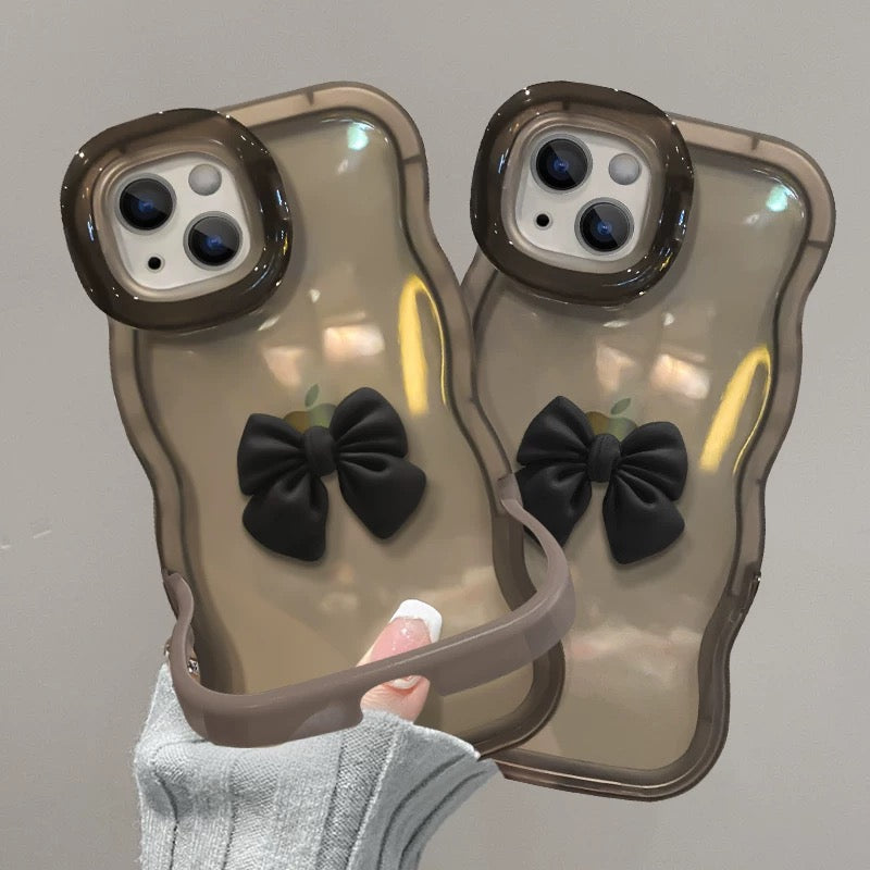 Husă de telefon invizibilă cu suport dublu în formă de fundă