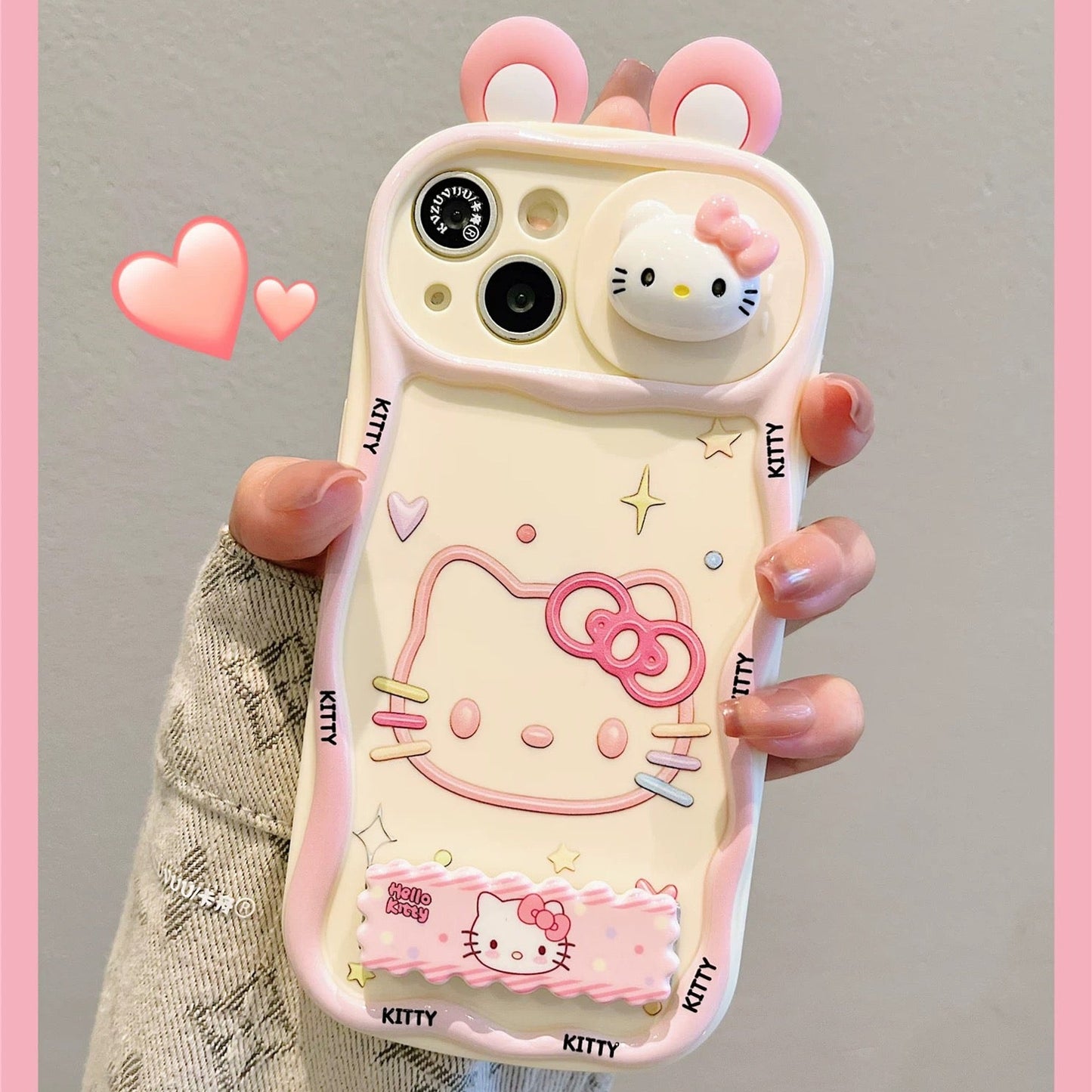 3D ear KT cat stand phone case