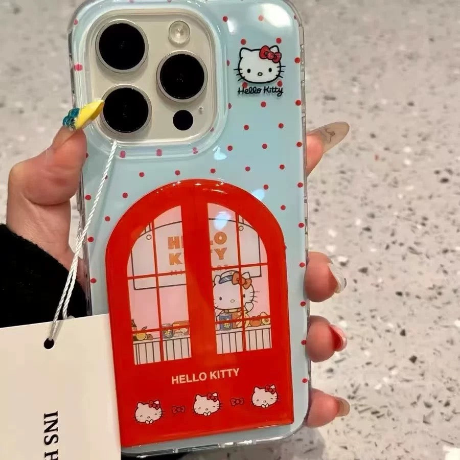 Android Flip Cover Kitty Cat Mirror Stand Phone Case