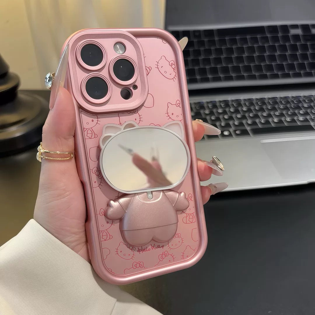 Pink Kitten with Rotating Mirror and Stand