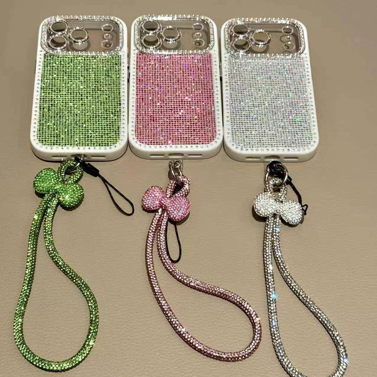 Butterfly Knot Rhinestone Nail Phone Case
