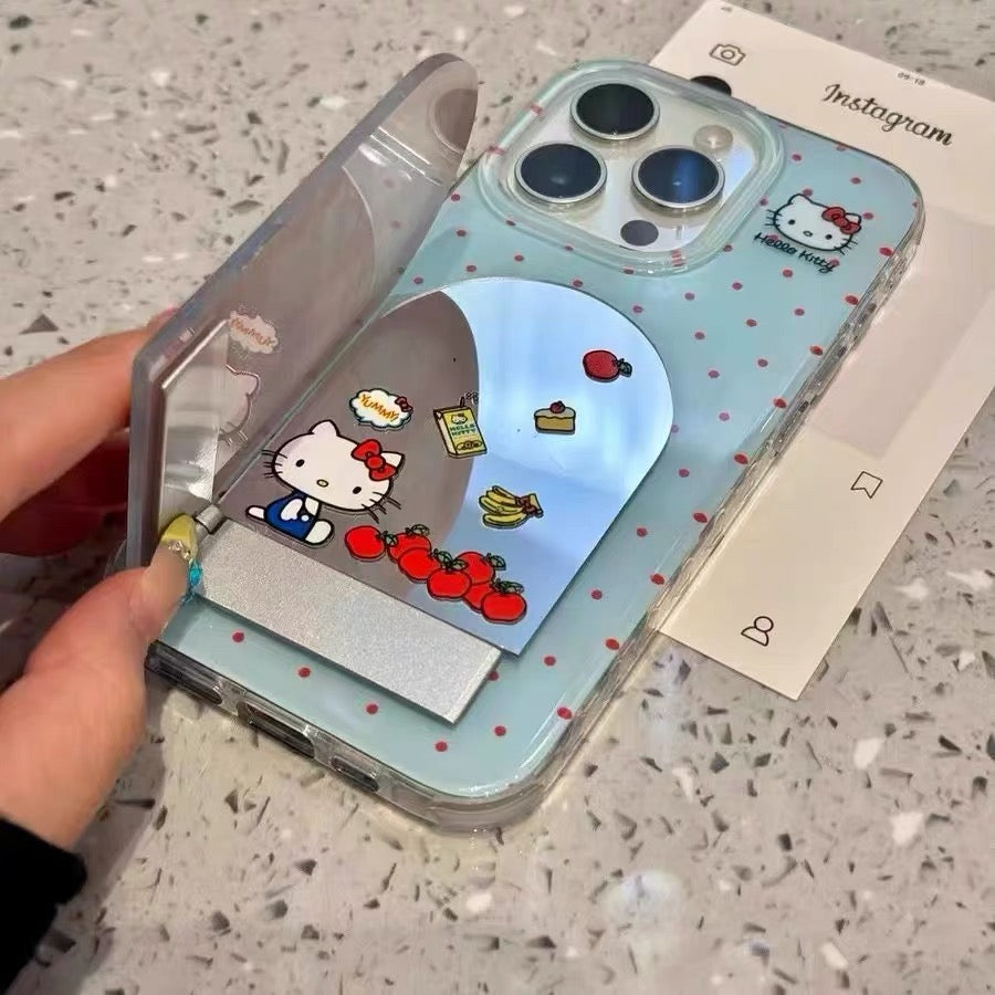 Android Flip Cover Kitty Cat Mirror Stand Phone Case