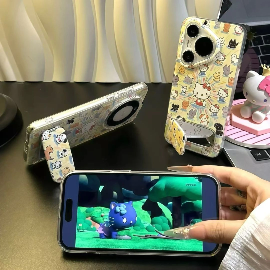 Hello Kitty full-screen animal pattern feather-patterned phone case