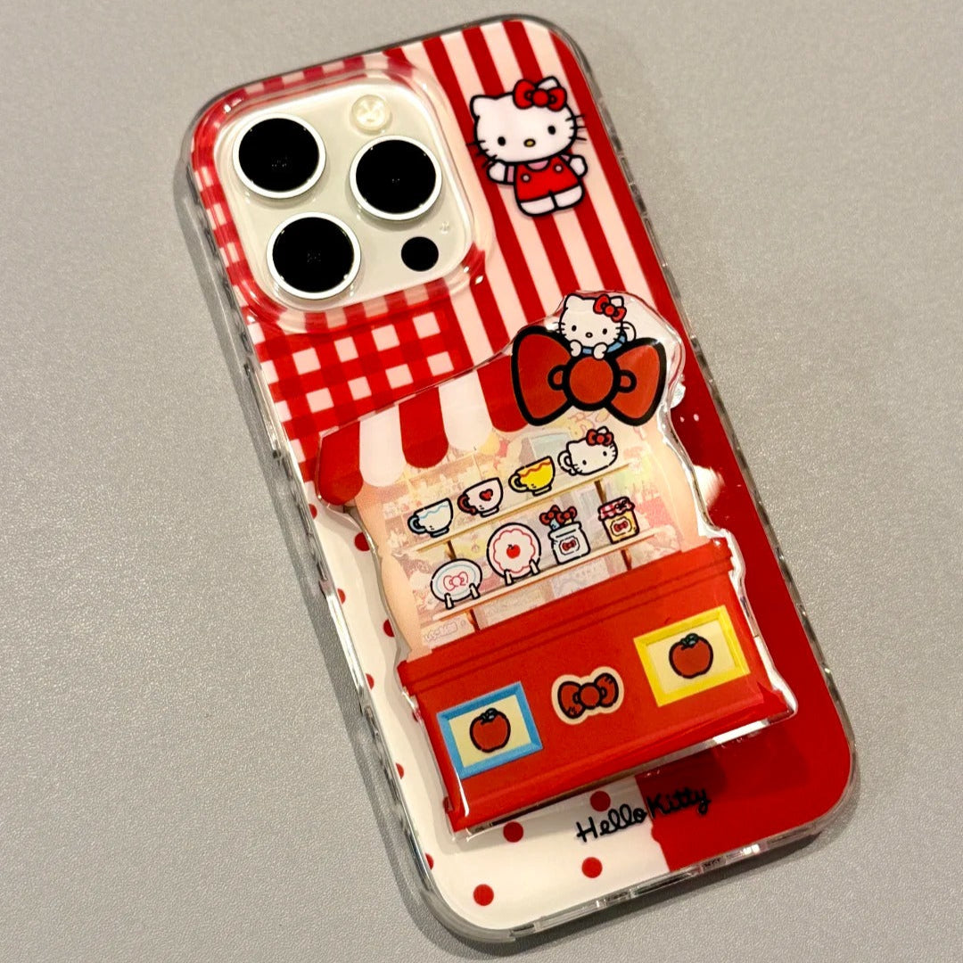 kT cat with mirror stand mobile phone case