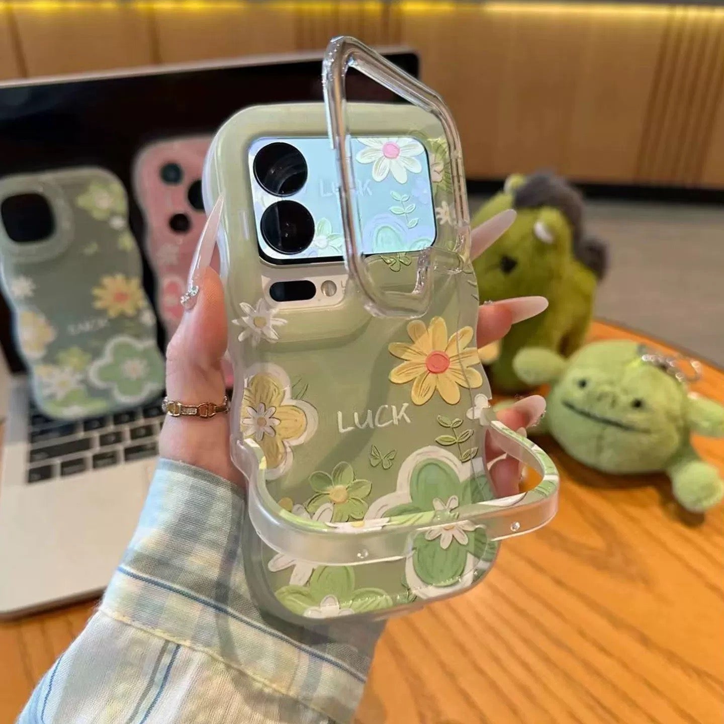 Husă de telefon cu suport dublu și flori mici