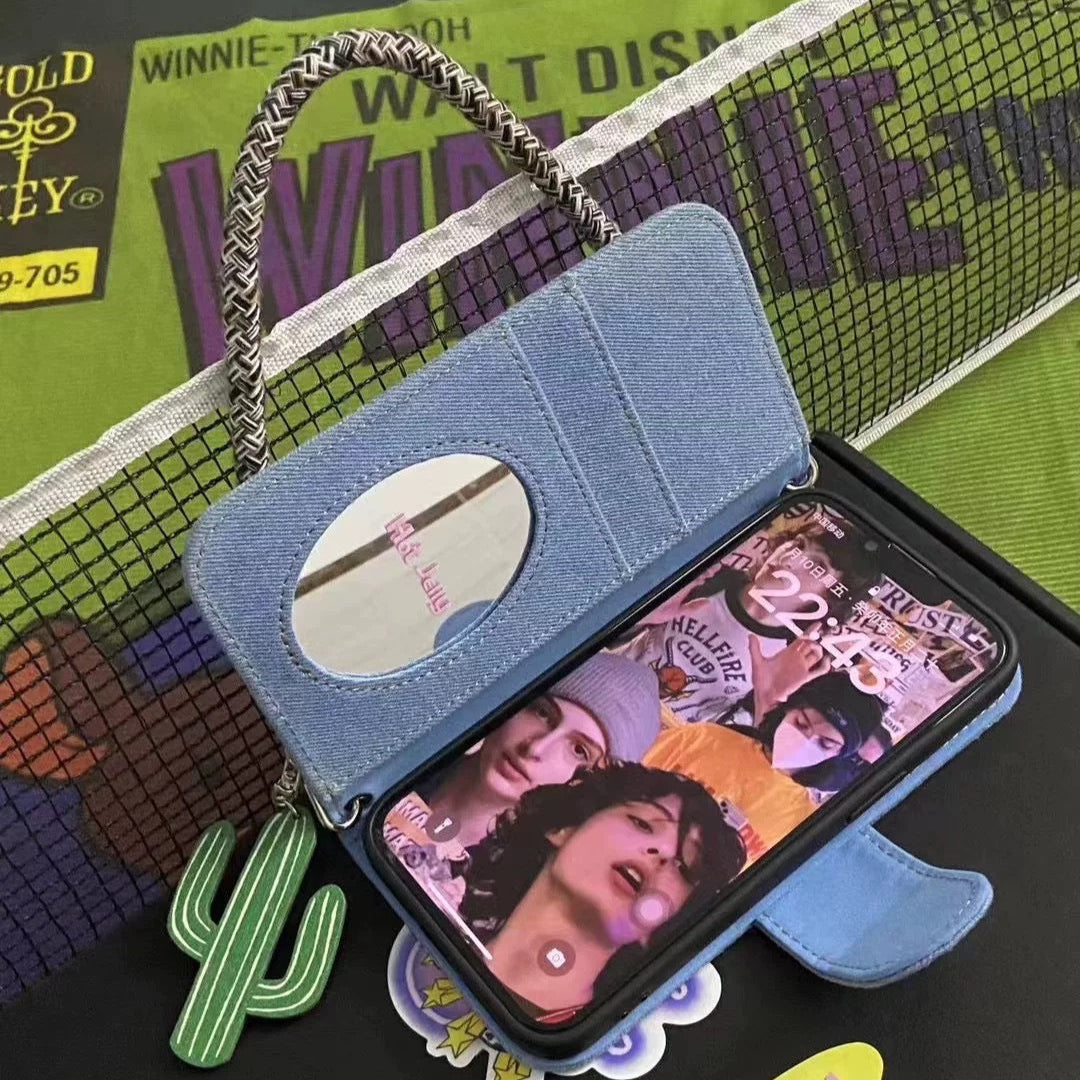 Creative Limited Edition Denim Embroidery Flip Phone Case
