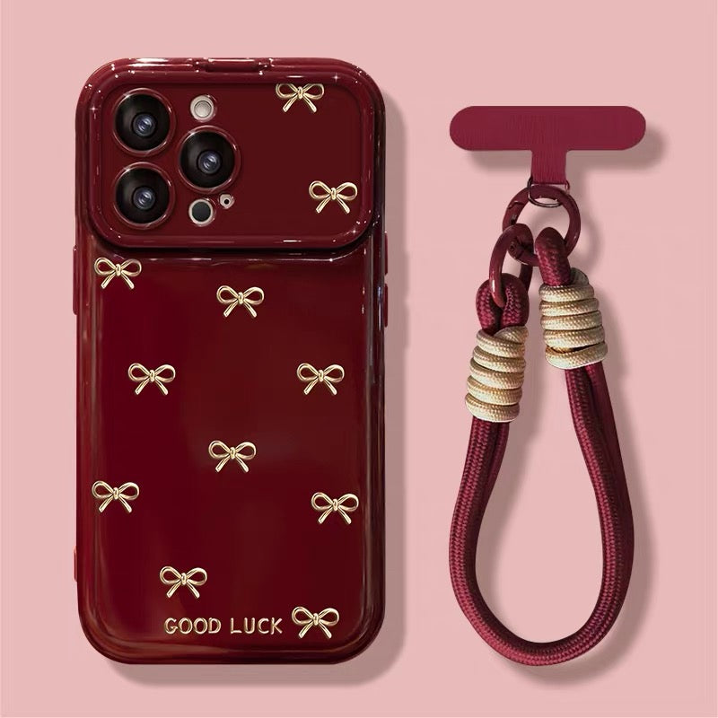 Heart-shaped bow phone case