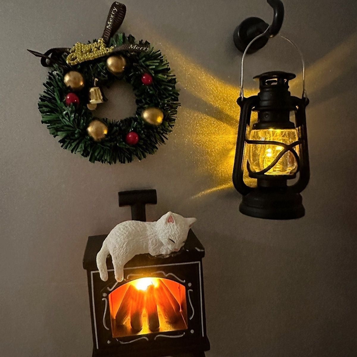 Creative Fireplace and Cat Fridge Magnet
