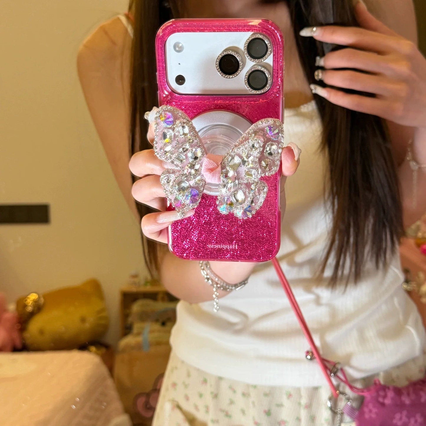 Sparkling Rhinestone Bow Magnetic Stand Phone Case