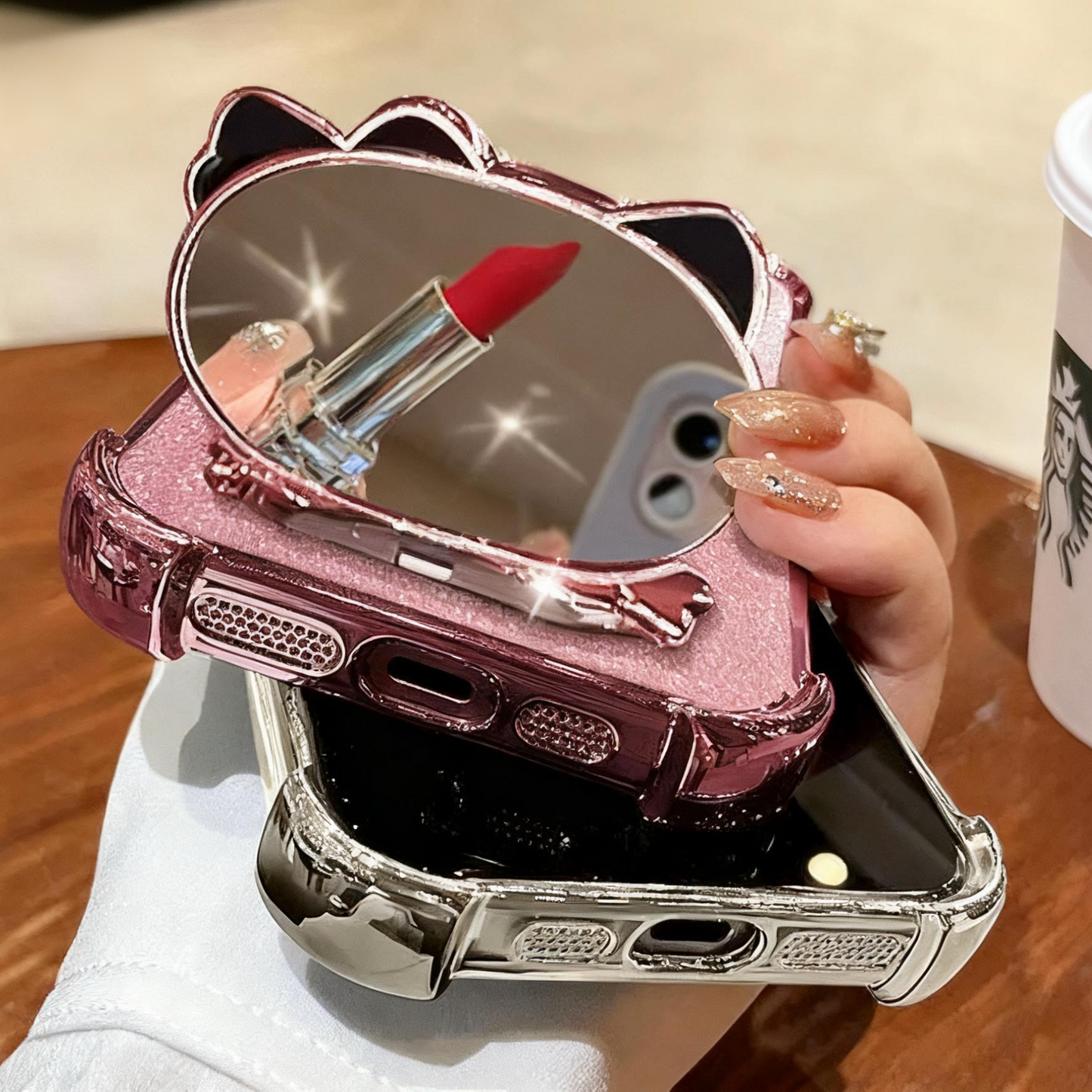 Kitty mirror stand phone case