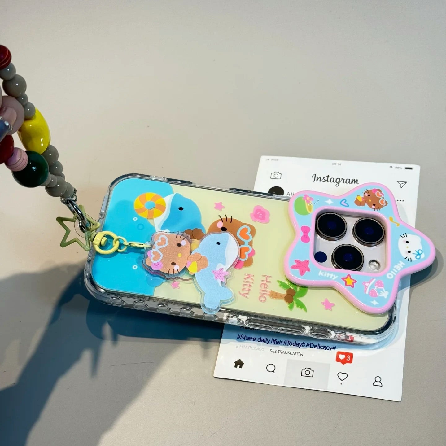 Cute Dolphin Kitty Cat Chain Phone Case