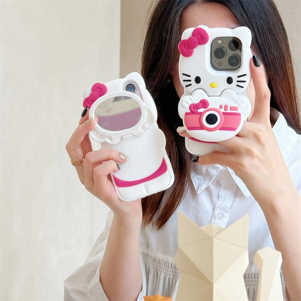 Stereo Camera KT Cat Makeup Mirror Phone Case